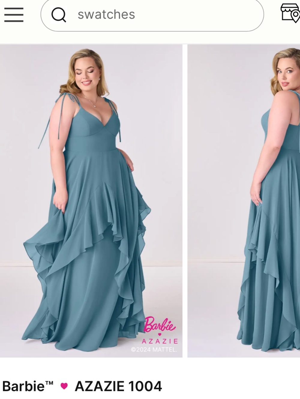 Azazie Bermuda A-Line Bow Chiffon Dress in Teal Blue